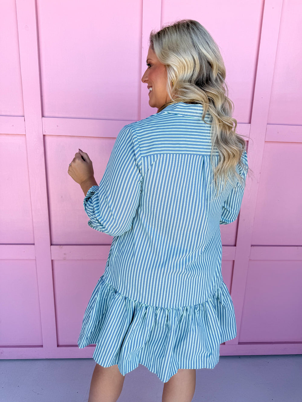 Mary Square Fiona Dress Simple Stripe Blue/Green womens dress boutique jincy's