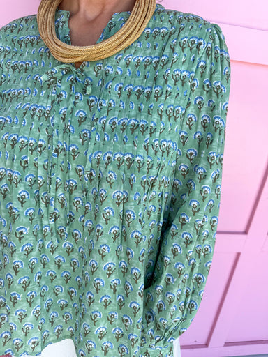 Jincy's Women's boutique Fall floral long sleeve top green