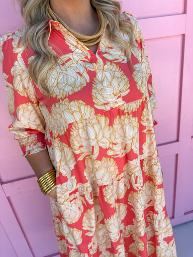 Jincy's Women's Boutique Clothing Mary Square Eleanor Midi Dress Floral Fire Fall Florals