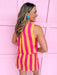 womens boutique set stripes pink orange front button bright colors jincy's