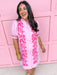 womens boutique mini ruffle collar puff sleeves mini length full front button pinks jincy's