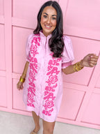 womens boutique mini ruffle collar puff sleeves mini length full front button pinks jincy's
