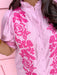 womens boutique mini ruffle collar puff sleeves mini length full front button pinks jincy's