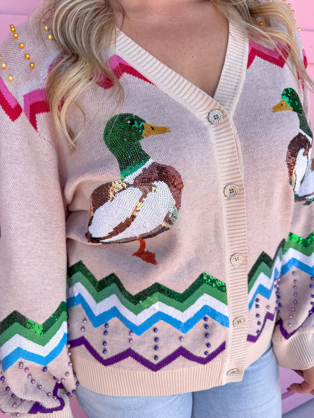 Jincy's Women's Boutique Queen Of Sparkles Duck Cardigan Plus