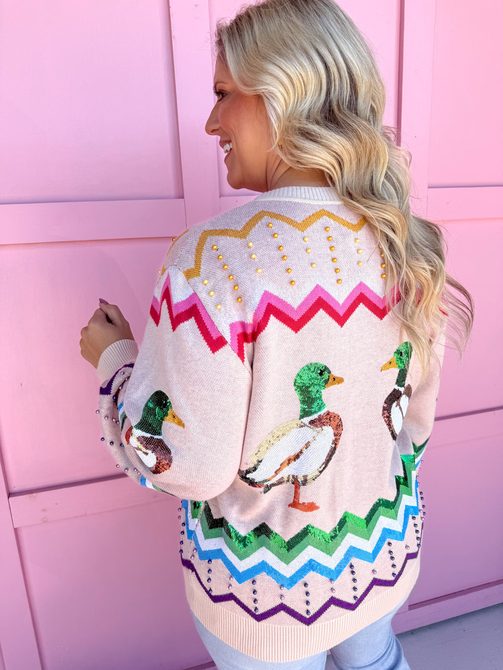 Jincy's Women's Boutique Queen Of Sparkles Duck Cardigan Plus