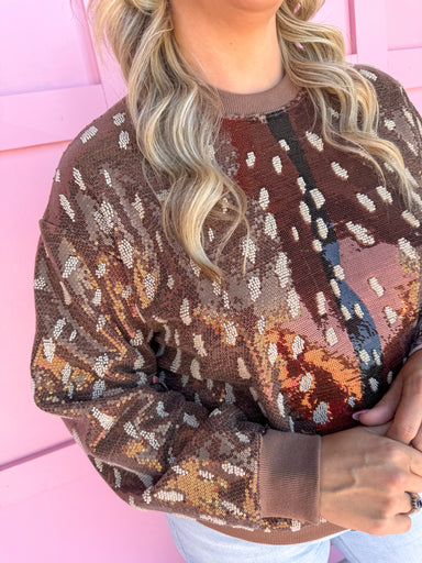 Jincy's Women's Boutique Queen of Sparkles Plus Deer Sweatshirt