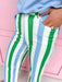 womens boutique pants stripes blue green white pockets zipper button closure jincy's