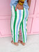 womens boutique pants stripes blue green white pockets zipper button closure jincy's
