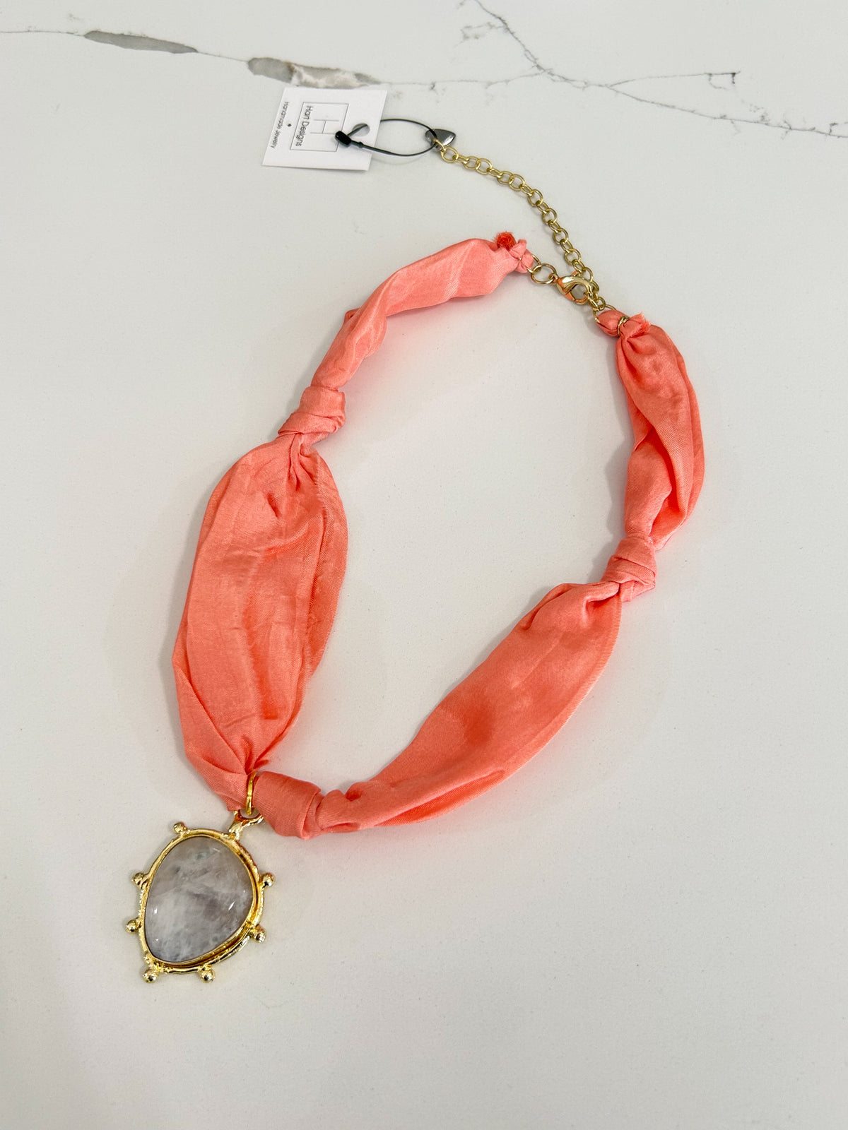 Hart Designs Coral Natural Gemstone Scarf Necklace womens boutique jincy's