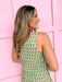 womens boutique full front button top floral pattern lined greens pink jincy's