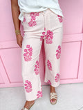 Blooms & Stripes Pants - Pink