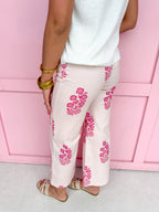 Blooms & Stripes Pants - Pink