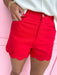 womens boutique shorts red button zipper closure pockets jincy's
