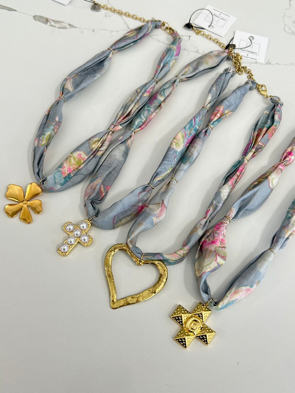 Hart Designs Assorted Charm Muted Scarf Necklaces Flower Cross Heart womens boutique jincy's 