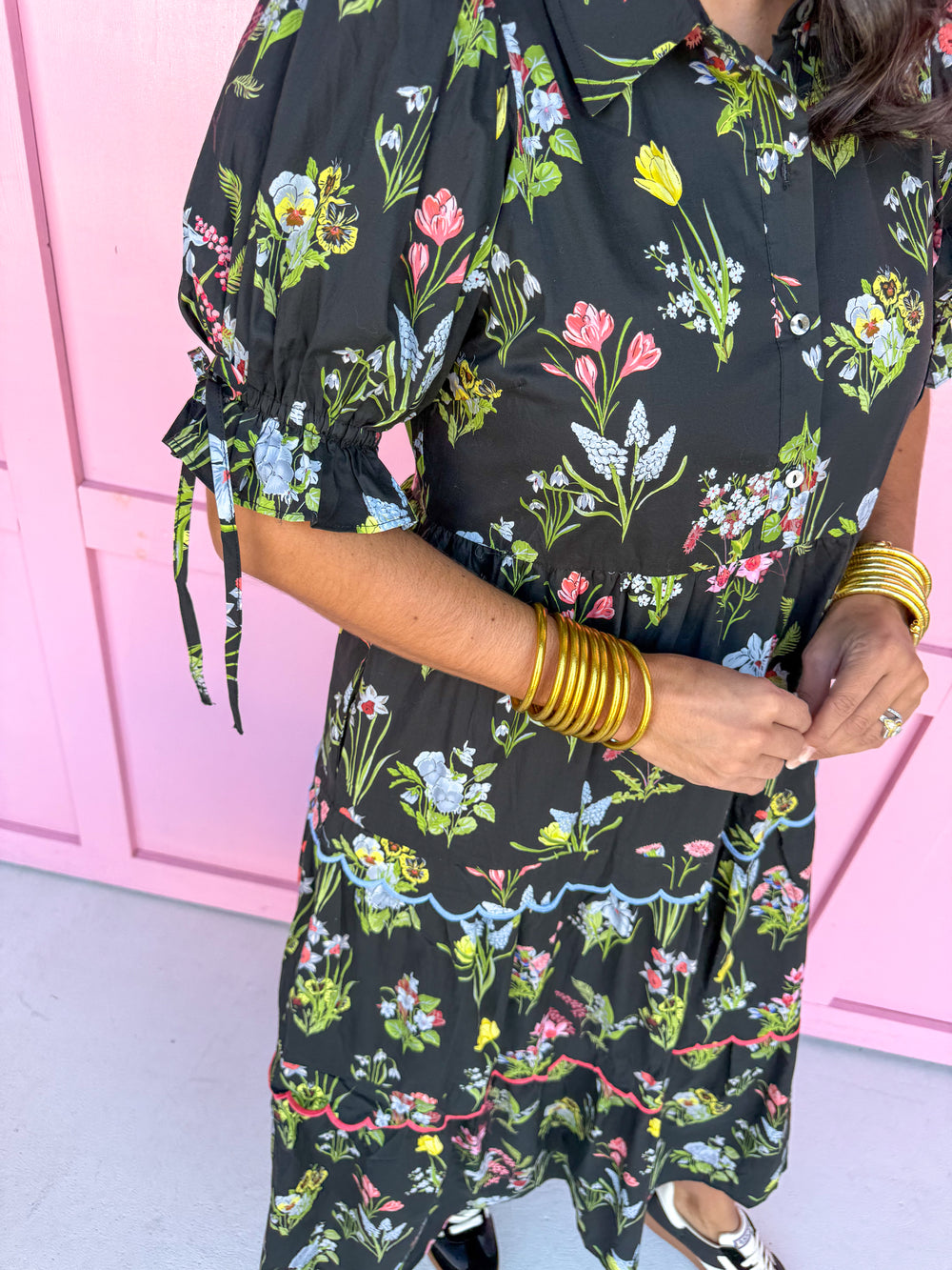 Jincy's Women's Boutique Black Floral Midi Dress