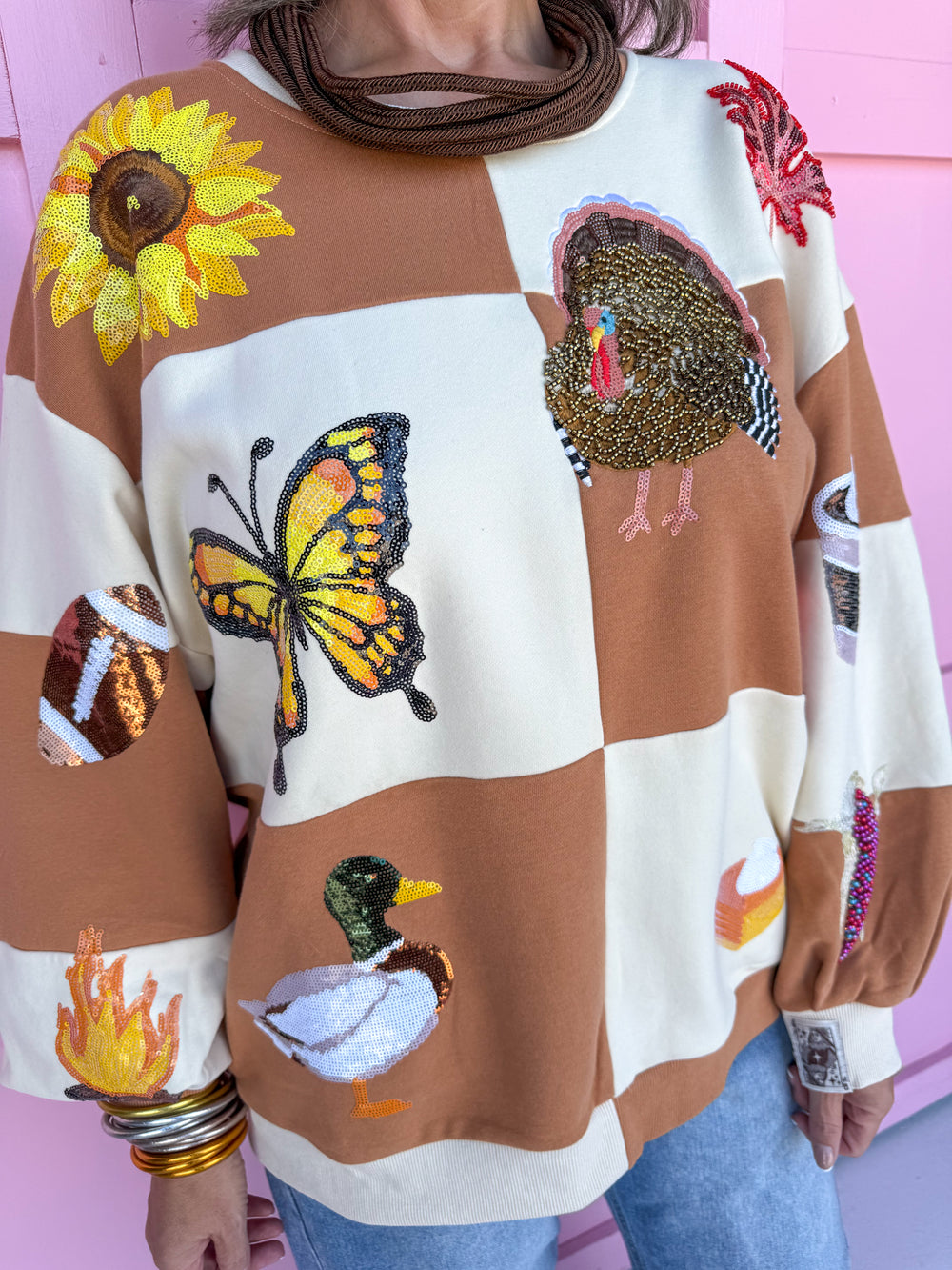 QUEEN OF SPARKLES | Checkered Fall Icon Sweatshirt