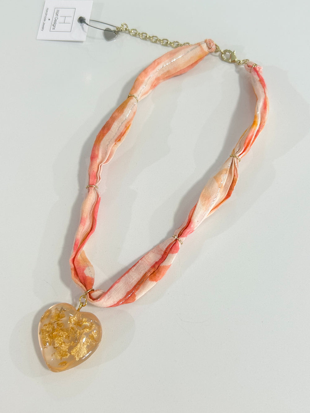 Hart Designs | Sherbet Gold Flake Bubble Heart Scarf Necklace 