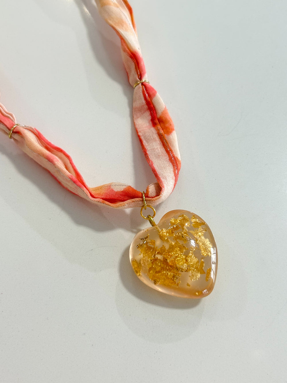 Hart Designs | Sherbet Gold Flake Bubble Heart Scarf Necklace 