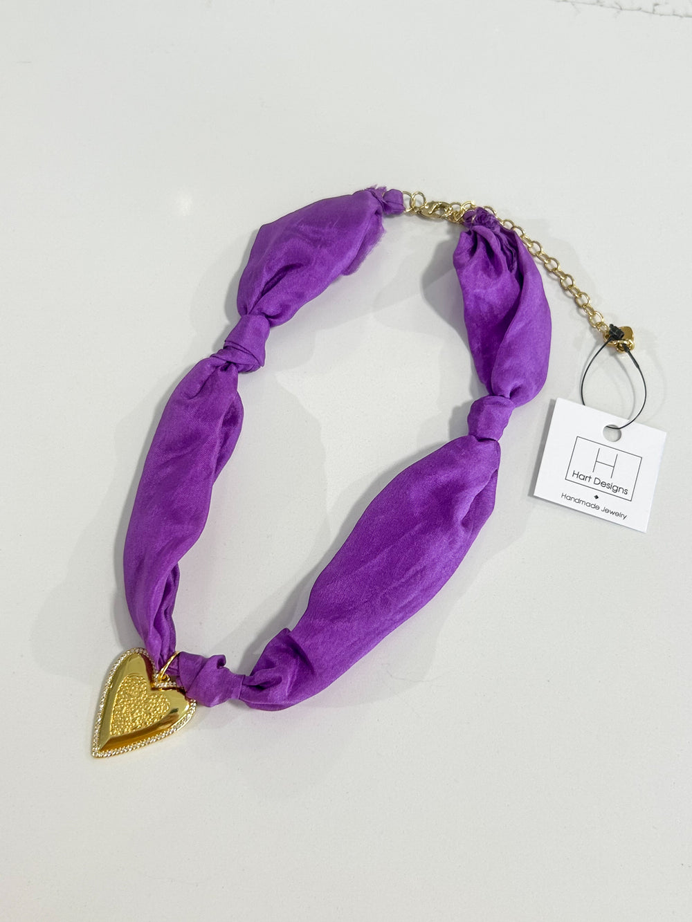 Hart Designs | Orchid Mist Hammered Heart Scarf Necklace 