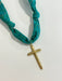 Hart Designs | Teal Prism Gold Cross Scarf Necklace 