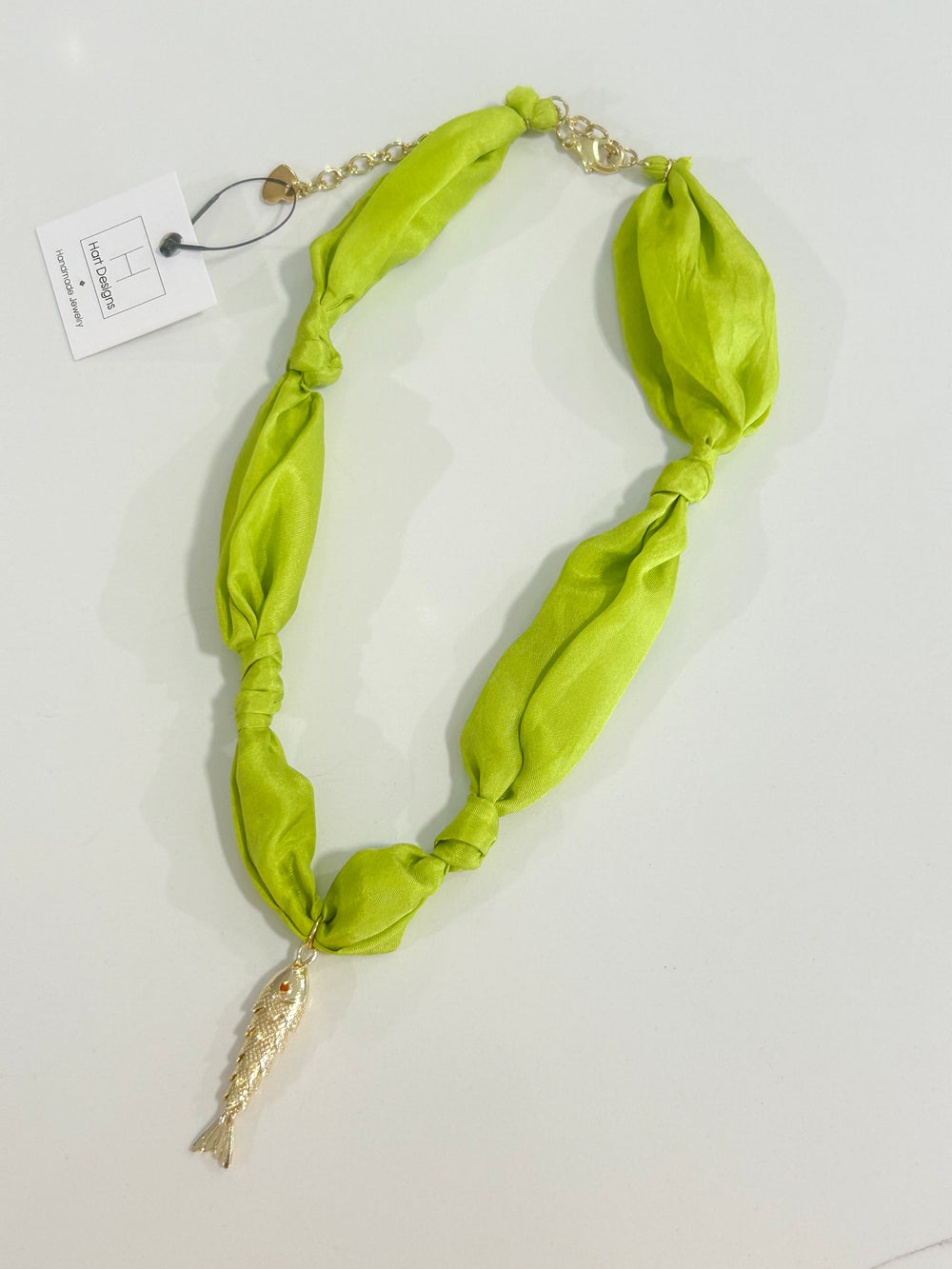 Hart Designs | Wild Lime Gold Fish Scarf Necklace 