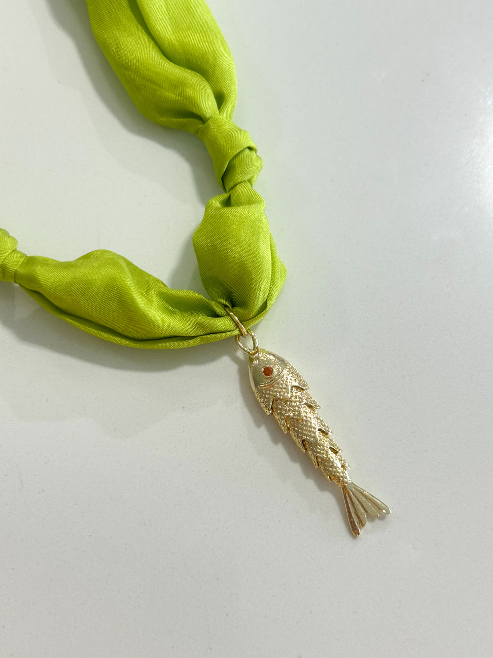 Hart Designs | Wild Lime Gold Fish Scarf Necklace 