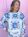 QUEEN OF SPARKLES Patchwork Sweatshirt ivory pink blue womens boutique plus size jincy's