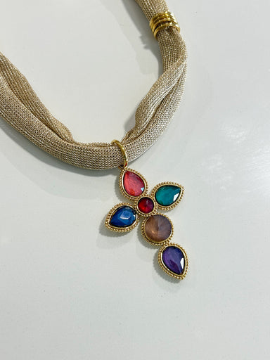 Hart Designs | Luxnet Oversized Jeweled Cross Scarf Necklace