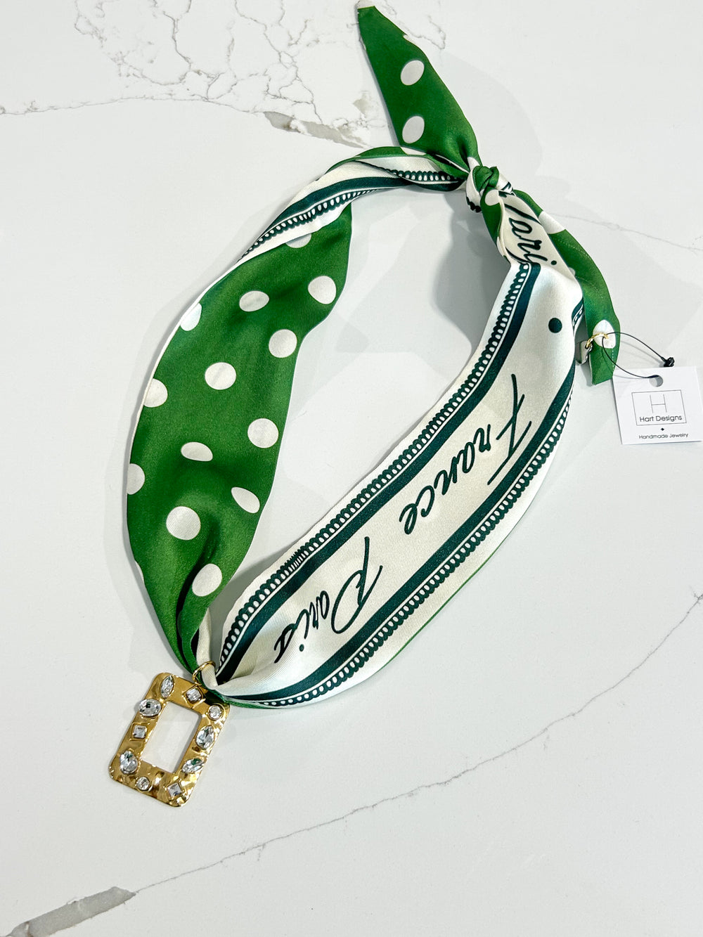 Hart Designs | Assorted Charm Green Polka Dot Twilly Necklace