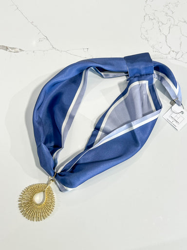 Hart Designs | Navy Luxe Teardrop Medallion Twilly Necklace