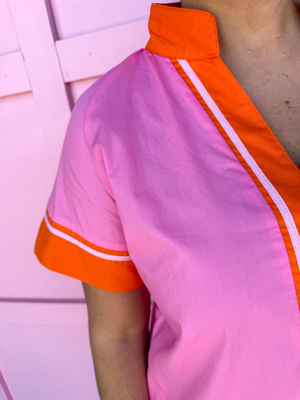 Jincy's Women's Boutique Spring Styles Pink and Orange Mini Dress