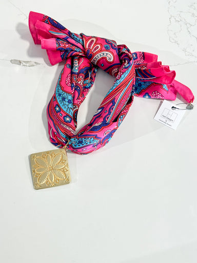 Hart Designs | Paisley Pop Square Floral Medallion Twilly Necklace