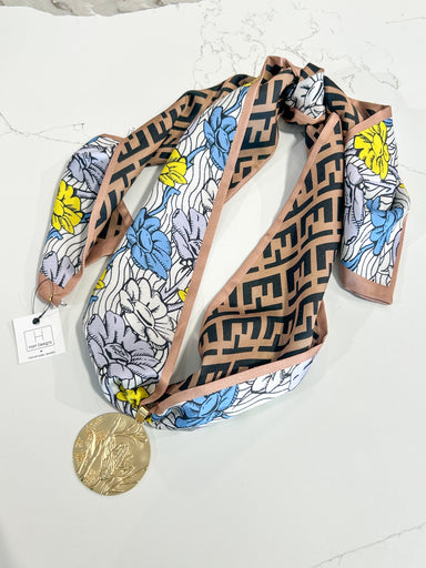 Hart Designs | Blossom Grid Floral Stamp Twilly Necklace