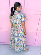 Chinoiserie Chic Midi Dress - Coral Pink