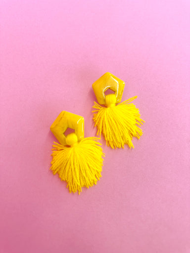 Boutique Tassel Earrings Yellow Post Back Earrings Acrylic Boutique Earrings Jincy's Statement Earrings