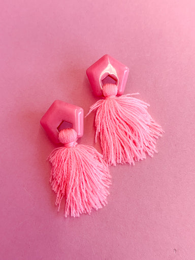 Boutique Tassel Earrings Pink Post Back Earrings Acrylic Boutique Earrings Jincy's Statement Earrings