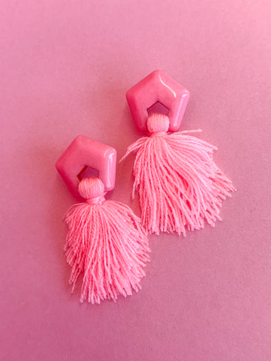 Boutique Tassel Earrings Pink Post Back Earrings Acrylic Boutique Earrings Jincy's Statement Earrings