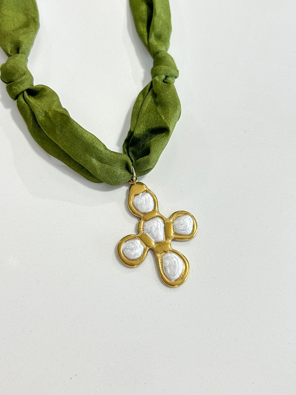 Hart Designs | Assorted Charm Army Green Scarf Necklace