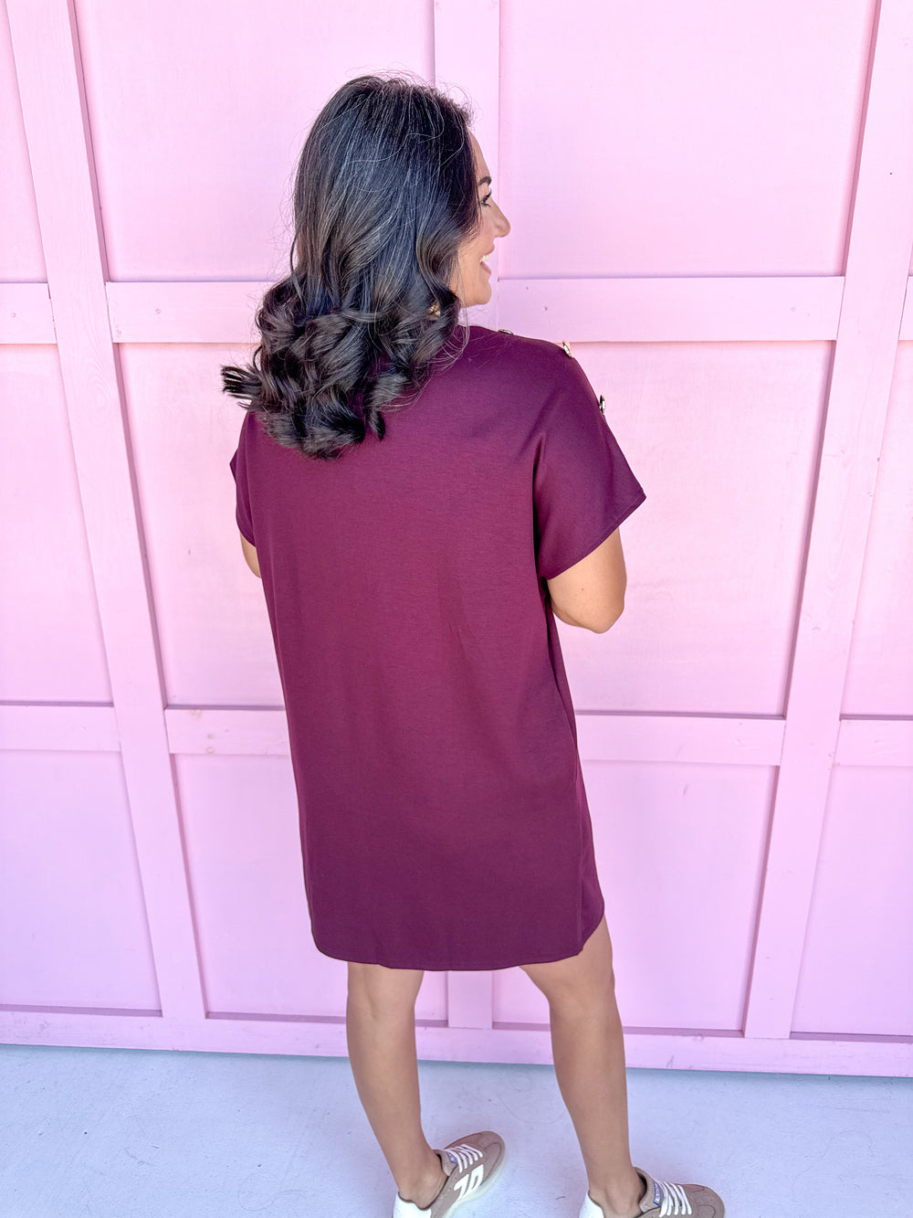 Jincy's Women's Boutique Maroon Mini Dress with Buttons