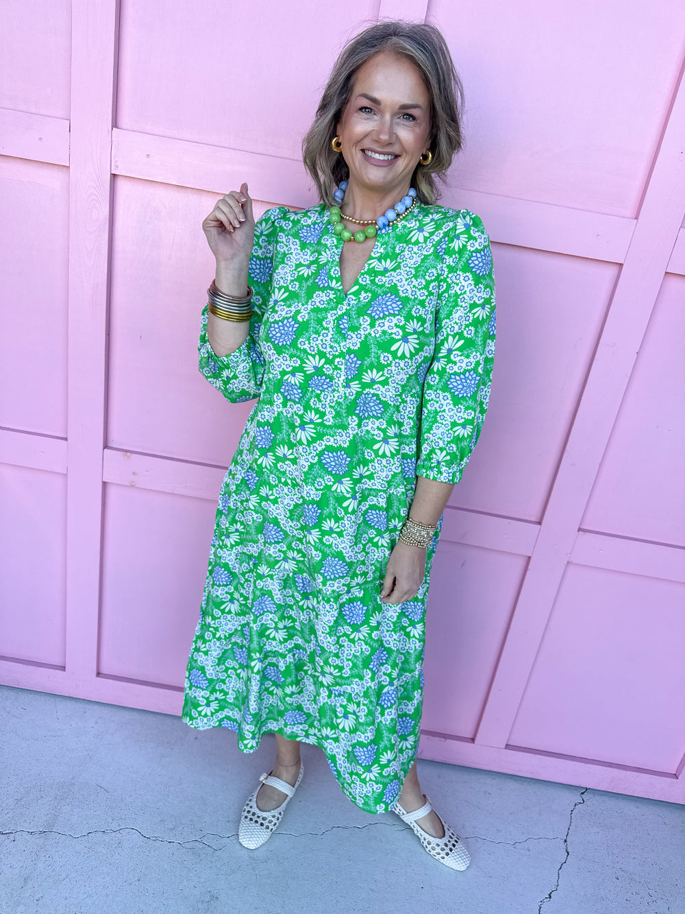 Mary Square | Cameron Dress - Daisy Chain Green