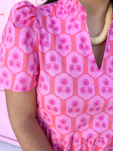 Jincy's Women's Boutique Mary Square Ivy Dress Rosette Charm Pink Plus Size