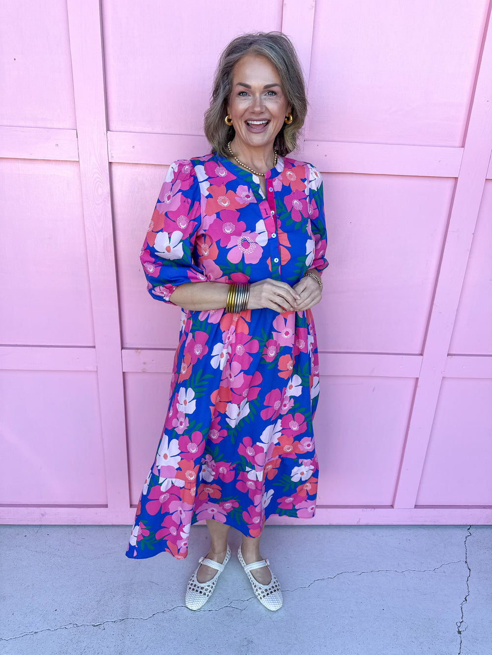 Jincy's Women's Boutique Mary Square Riley Blue Floral Dress Plus Size