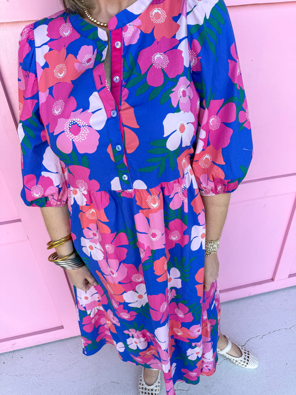 Jincy's Women's Boutique Mary Square Riley Blue Floral Dress Plus Size