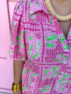 Jincy's Women's Boutique Mary Square Eloise Dress Trellis Tiles Pink Plus Size