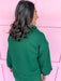 womens boutique short set long sleeve top scalloped hem hunter green jincy's 
