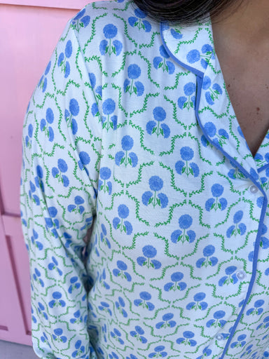 Jincy's Women's Boutique Mary Square Charlotte Blue Floral Nightshirt Plus Size