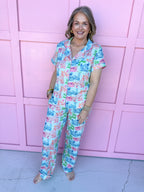 Maya Pajama Pant Set - Aqua/Multi
