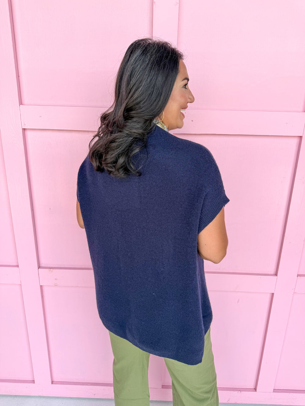 womens boutique navy mock neck tunic length oversized jincy's