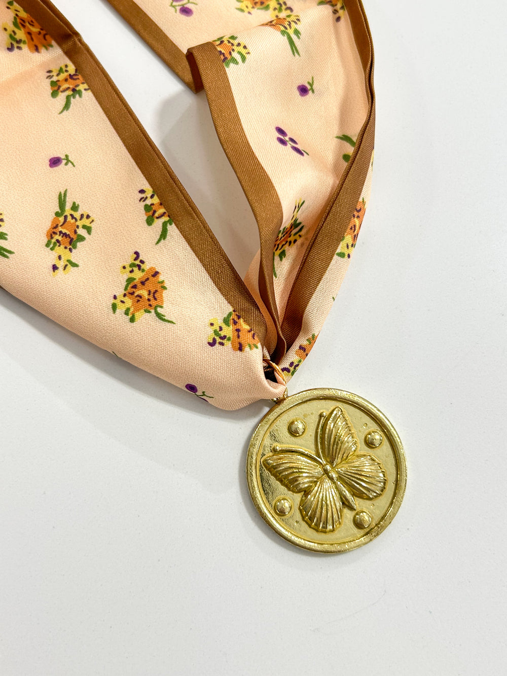 Hart Designs | Brown Floral Butterfly Medallion Twilly Necklace