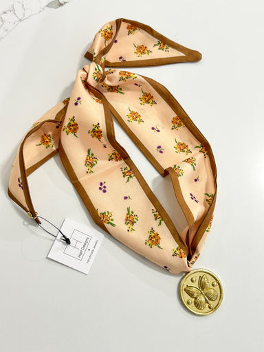 Hart Designs | Brown Floral Butterfly Medallion Twilly Necklace